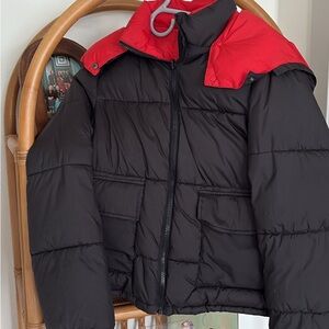 Black and Red Puffer Jacket